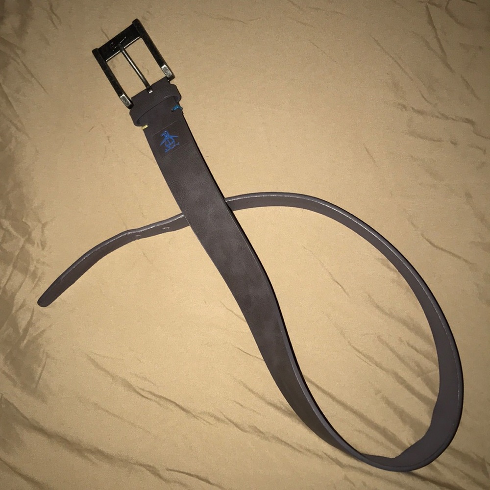 Original Penguin Light Grey Leather Belt
